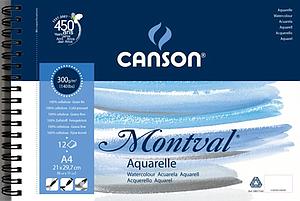 AQUARELBLOK MONTVAL SPIRAAL 300G 12VEL DINA4 21x29.7CM