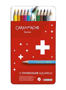 CARAN D ACHE SWISSCOLOR AQUARELLE METALEN SET - 12 KLEUREN