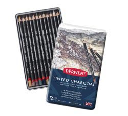 DERWENT TINTED CHARCOAL POTLODEN SET - 12 STUKS
