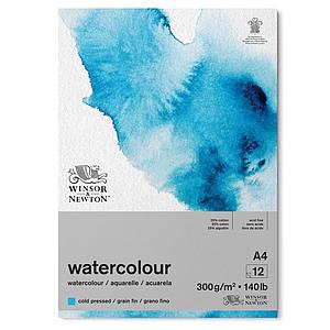 WATERCOLOUR AQUABLOK 300G 1-Z GELIJMD 12VEL DINA4 21x29.7CM