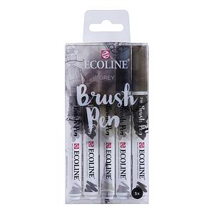 TALENS ECOLINE BRUSHPEN SET GRIJZE TINTEN - 5 KLEUREN