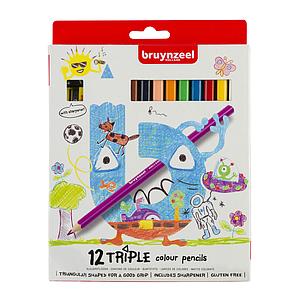 BRUYNZEEL KIDS - TRIPLE KLEURPOTLODEN SET - 12ST