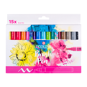 TALENS ECOLINE BRUSHPEN SET PASTEL - 15 KLEUREN